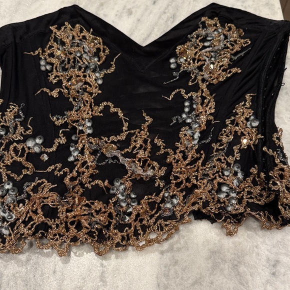 Elegant Black and Gold Embellished Women's Top - RESERVED - Picture 1 of 3